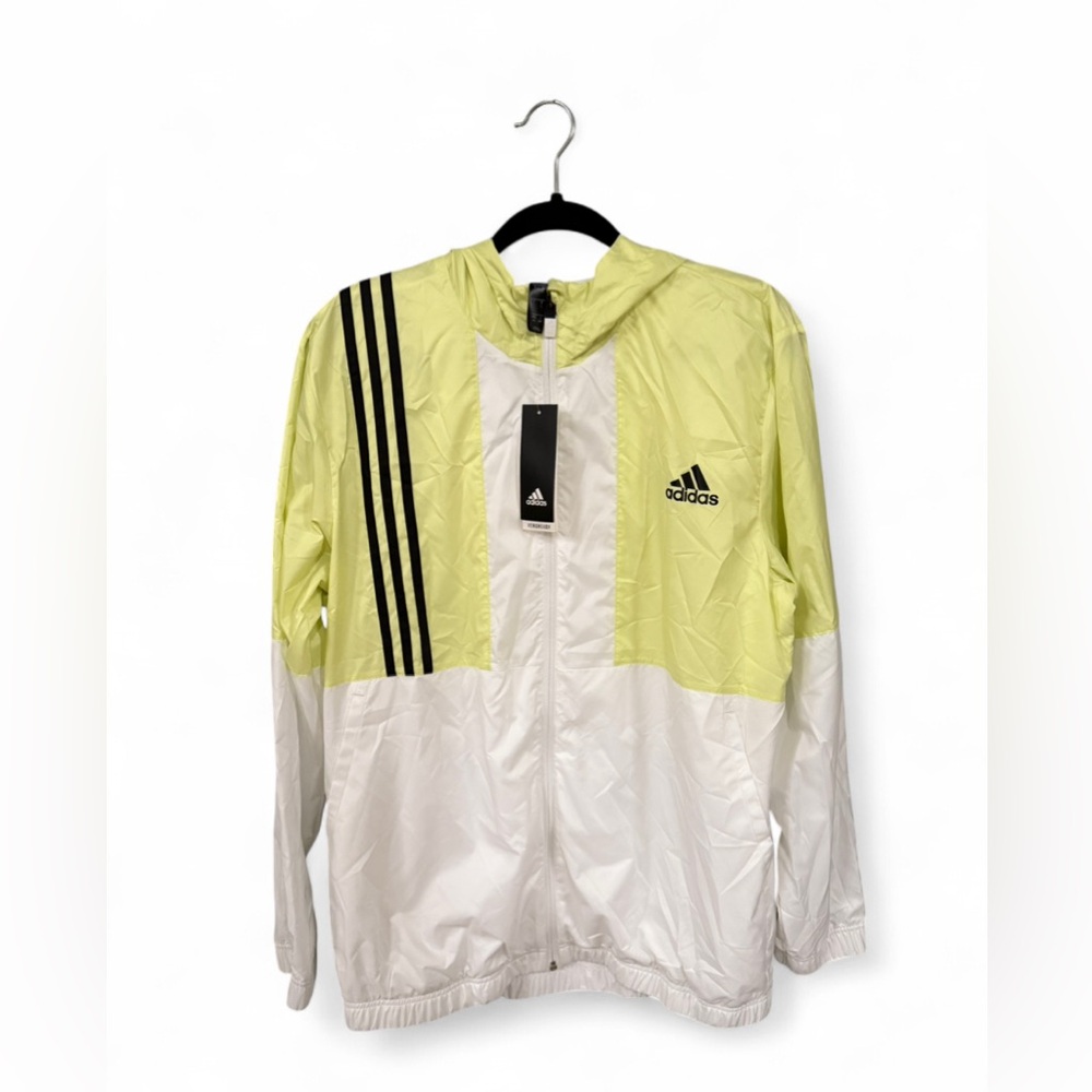 Adidas Lime and White Windbreaker